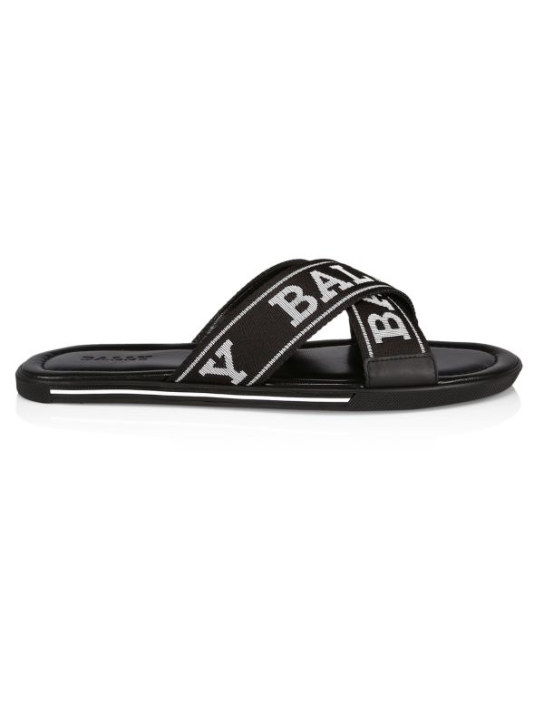 Bally Logo Cross Strap Slide Sandals